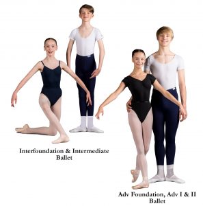 Ballet uniforms for advanced students at Julie Sianne Theatre Arts ballet classes in Surrey